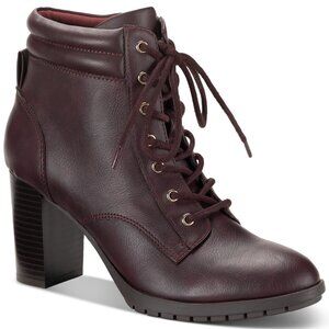 Style & Co Laurellee Lace-up Dress Booties, Created for Macy's - Wine Smooth